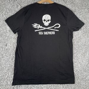 Sea Shepherd T-Shirt Men’s XXL Graphic Tee Black Skull Short Sleeve Designer